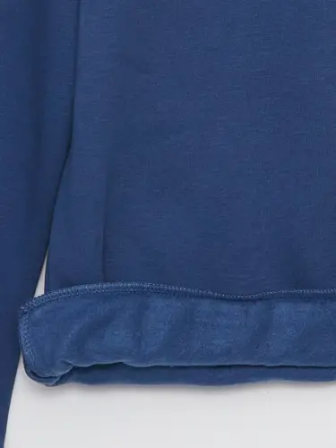 Crew Neck Long Sleeve Men's Thick Sweatshirt-Indigo - 2
