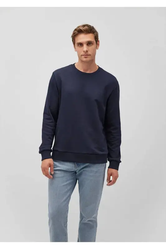 Crew Neck Navy Basic Sweatshirt 065751-29743 - 5