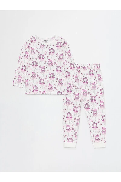 Crew Neck Patterned Long Sleeve Baby Girl Pajama Set - LC WAIKIKI