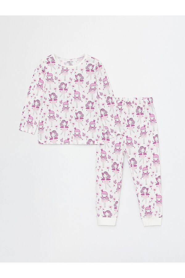 Crew Neck Patterned Long Sleeve Baby Girl Pajama Set - 1