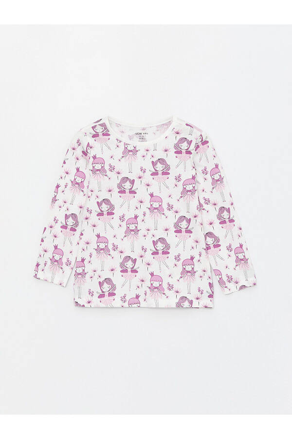 Crew Neck Patterned Long Sleeve Baby Girl Pajama Set - 2