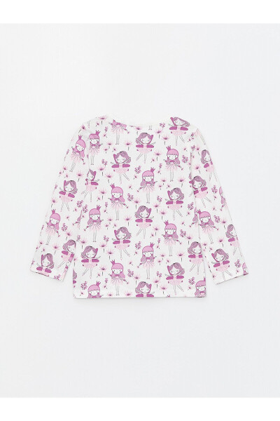 Crew Neck Patterned Long Sleeve Baby Girl Pajama Set - 3