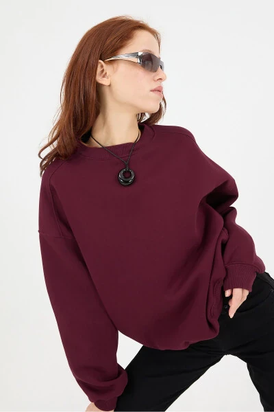Crew Neck Plush Basic Sweatshirt S3408-K11 - ADDAX