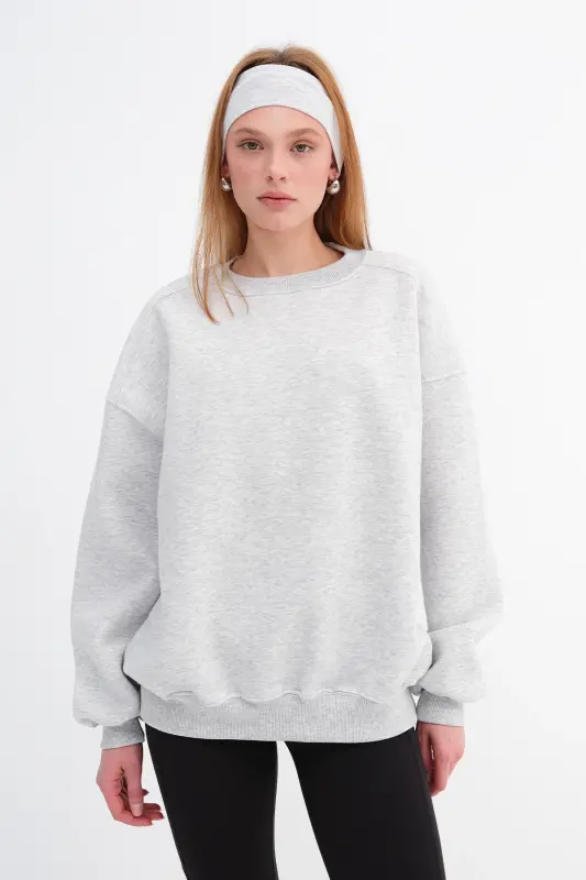Crew Neck Plush Basic Sweatshirt S3408-k11 - 2