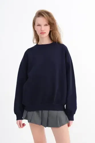 Crew Neck Plush Basic Sweatshirt S3408-k11-Laci - ADDAX (1)