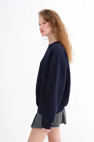 Crew Neck Plush Basic Sweatshirt S3408-k11-Laci - 8