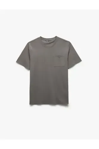 Crew Neck Pocketed Regular Fit Cotton Short Sleeve - 1