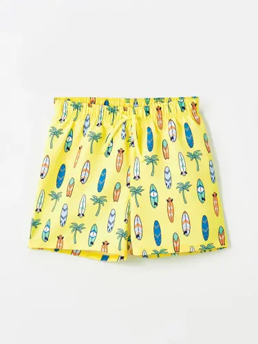 Crew Neck Printed Baby Boy Tank Top and Swim Shorts 2-Piece Set-White - 5