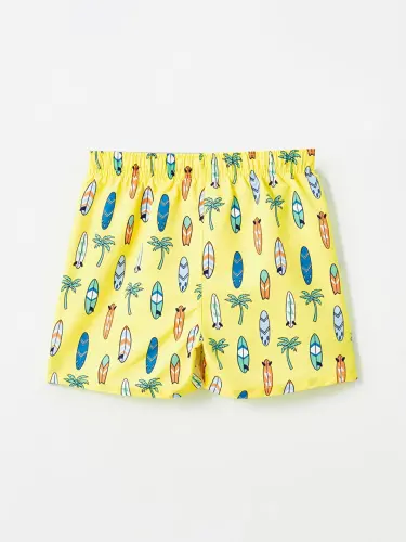 Crew Neck Printed Baby Boy Tank Top and Swim Shorts 2-Piece Set-White - 7