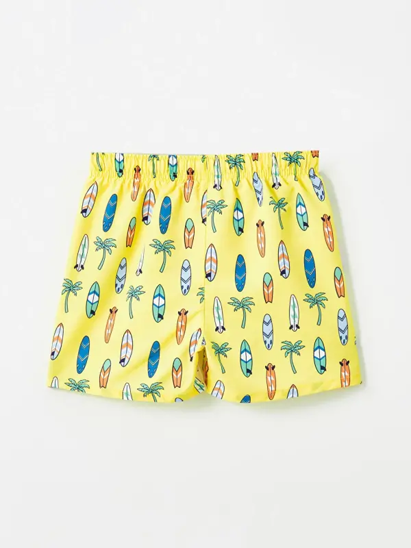 Crew Neck Printed Baby Boy Tank Top and Swim Shorts 2-Piece Set-White - 7