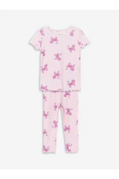 Crew Neck Printed Baby Girl Pajamas Set - LC WAIKIKI