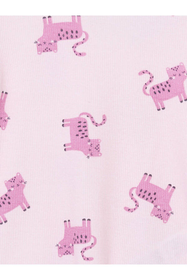 Crew Neck Printed Baby Girl Pajamas Set - 3