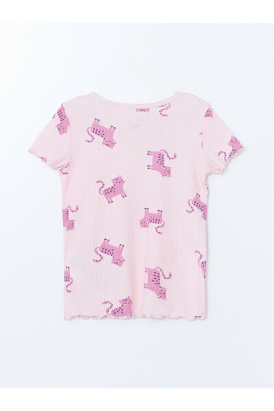 Crew Neck Printed Baby Girl Pajamas Set - 4