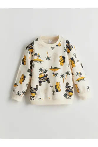 Crew Neck Printed Boy's Sweatshirt 2-Pack-Green - LC WAIKIKI (1)