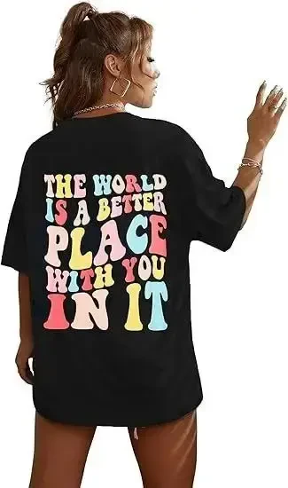 Crew Neck Printed T-shirt - Black - 4