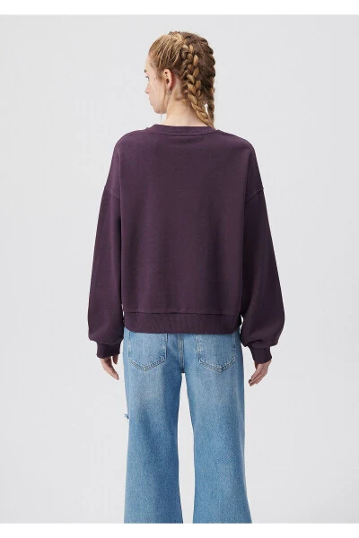 Crew Neck Purple Basic Sweatshirt 1611770-70635 - 22