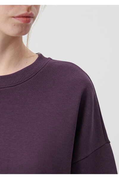 Crew Neck Purple Basic Sweatshirt 1611770-70635 - 23