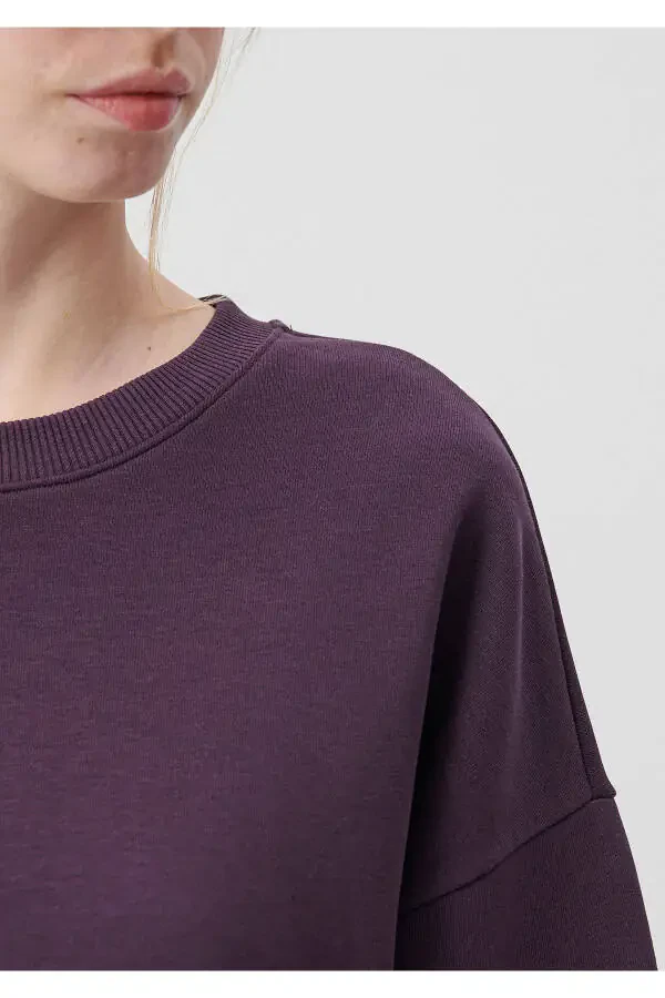 Crew Neck Purple Basic Sweatshirt 1611770-70635 - 23