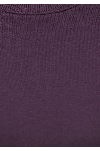 Crew Neck Purple Basic Sweatshirt 1611770-70635 - 24