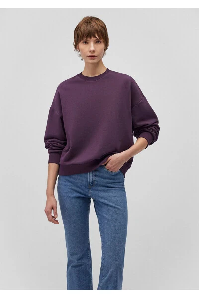Crew Neck Purple Basic Sweatshirt 1611770-70635 - MAVI (1)