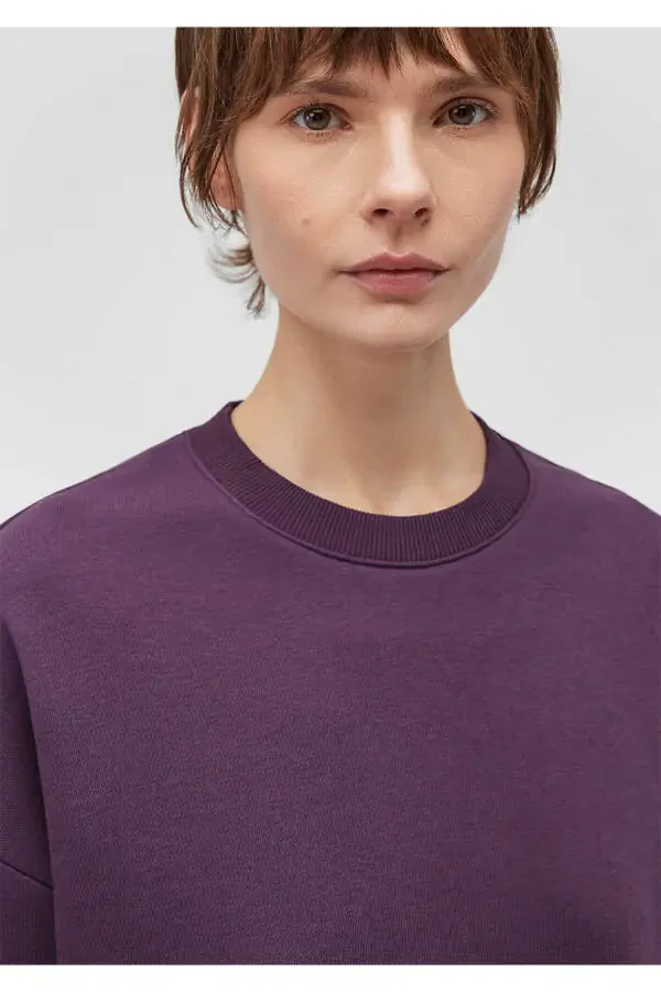 Crew Neck Purple Basic Sweatshirt 1611770-70635 - 5