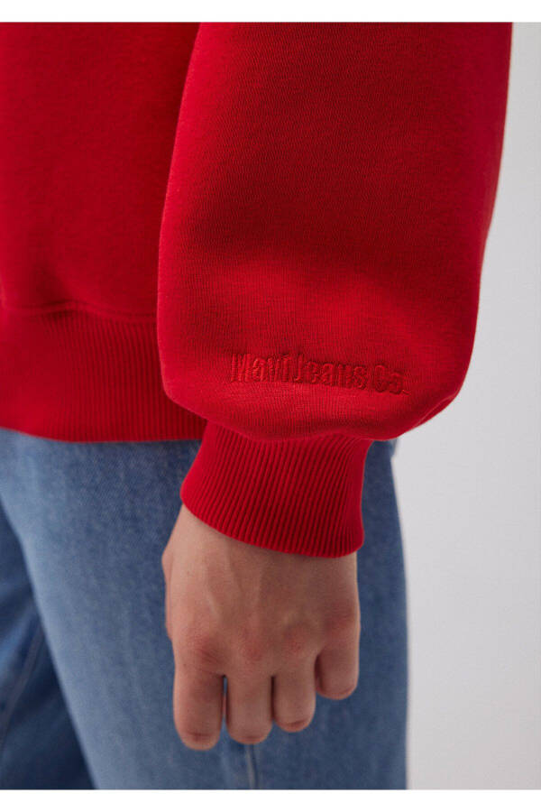 Crew Neck Red Basic Sweatshirt 1610198-80791 - 26