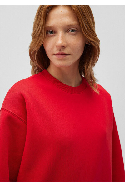 Crew Neck Red Basic Sweatshirt 1610198-80791 - 27