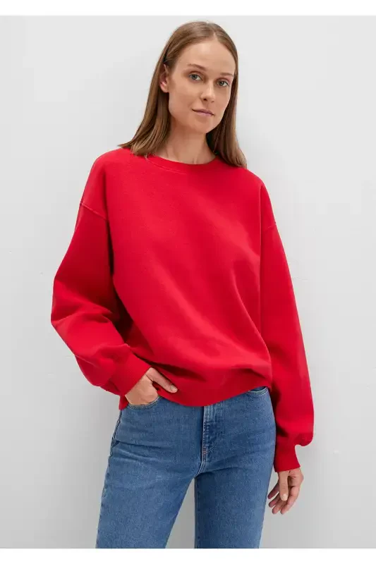 Crew Neck Red Basic Sweatshirt 1610198-80791 - 1