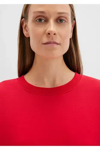 Crew Neck Red Basic Sweatshirt 1610198-80791 - 5