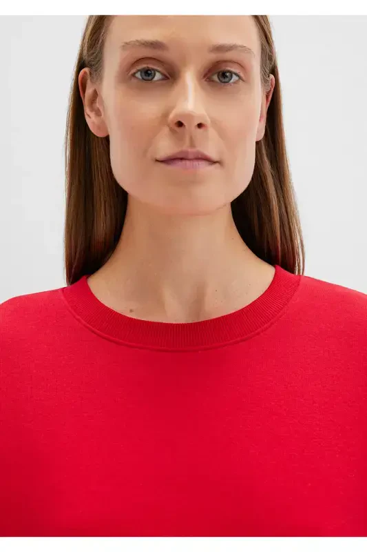 Crew Neck Red Basic Sweatshirt 1610198-80791 - 5