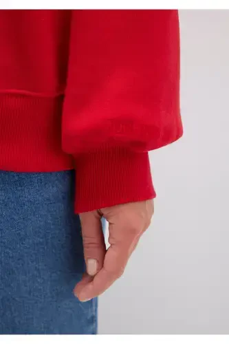 Crew Neck Red Basic Sweatshirt 1610198-80791 - 6