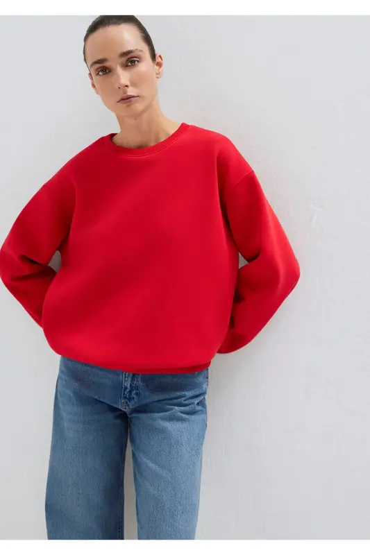 Crew Neck Red Basic Sweatshirt 1610198-80791 - MAVI