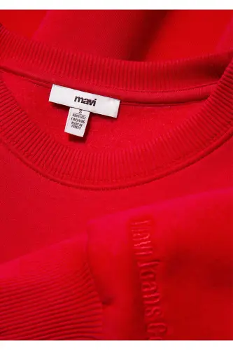 Crew Neck Red Basic Sweatshirt 1610198-80791 - 7