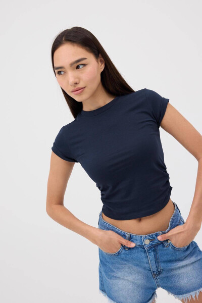 Crew Neck Ruched Side Blouse B3939-J5 - 4