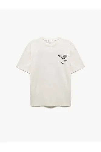 Crew Neck Short Sleeve Back Printed Oversize T - 4