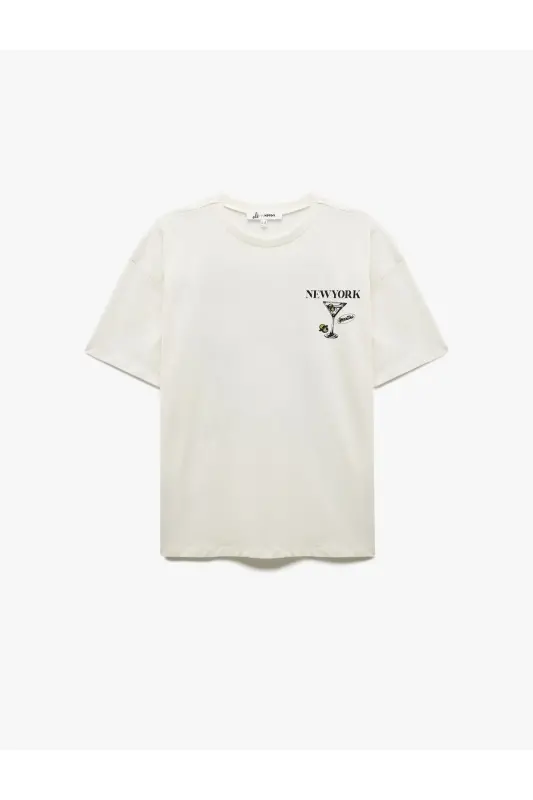 Crew Neck Short Sleeve Back Printed Oversize T - 4