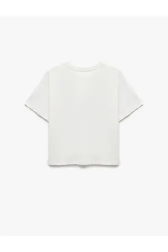 Crew Neck Short Sleeve Bow Detailed Cotton T-Shirt - KOTON (1)