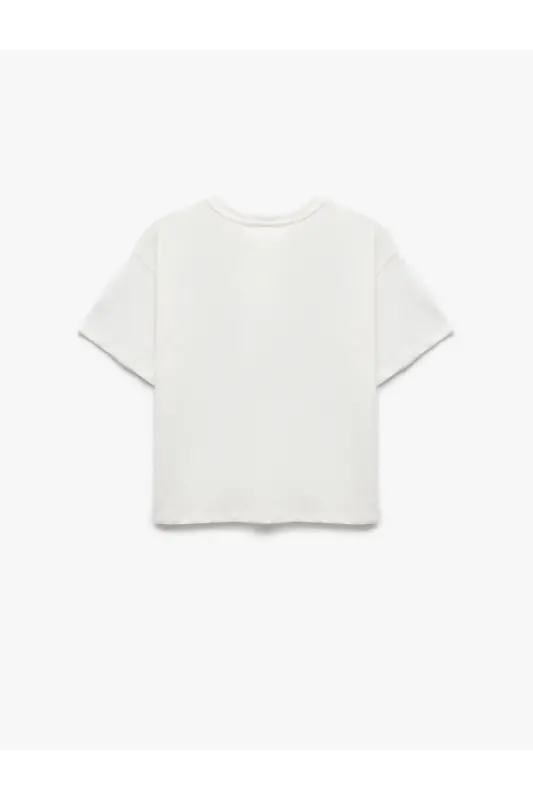 Crew Neck Short Sleeve Bow Detailed Cotton T-Shirt - 2
