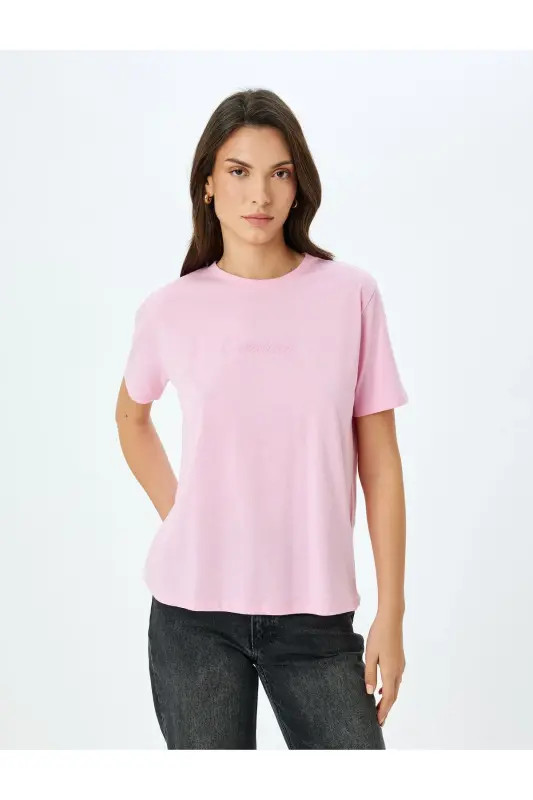 Crew Neck Short Sleeve Cotton Printed T-Shirt - 3