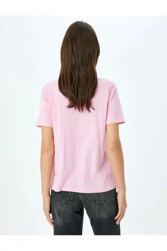 Crew Neck Short Sleeve Cotton Printed T-Shirt - 4