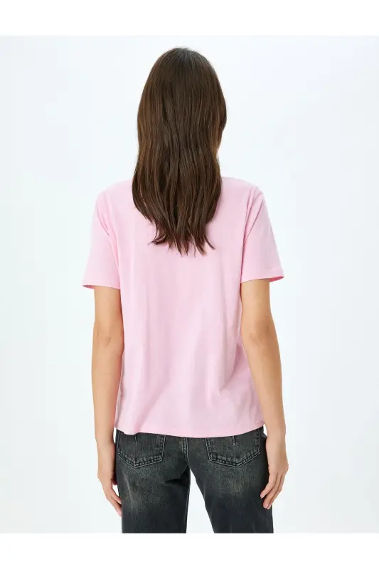Crew Neck Short Sleeve Cotton Printed T-Shirt - 4