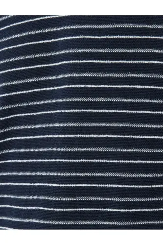 Crew Neck Short Sleeve Cotton Striped Knit T-Shirt - 6