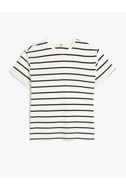 Crew Neck Short Sleeve Cotton T-Shirt - KOTON