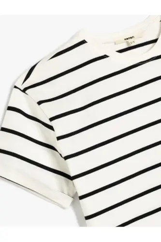Crew Neck Short Sleeve Cotton T-Shirt - 3