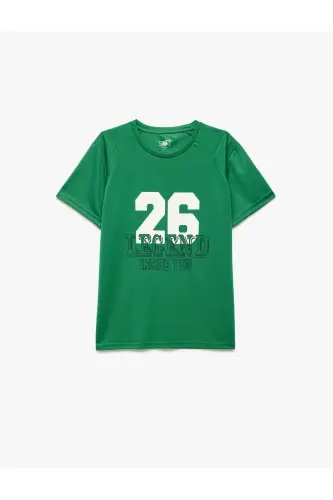 Crew Neck Short Sleeve Printed Oversize Sports T-Shirt - 3