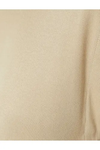 Crew Neck T-shirt Slim Fit Short Sleeve-Ecru - 6