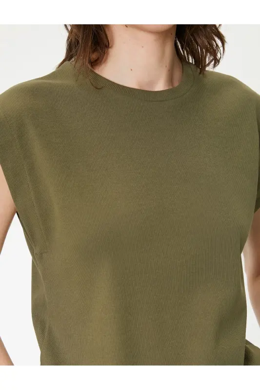 Crew Neck T-Shirt Slim Fit Short Sleeve-Khaki - 5
