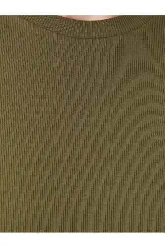Crew Neck T-Shirt Slim Fit Short Sleeve-Khaki - 6