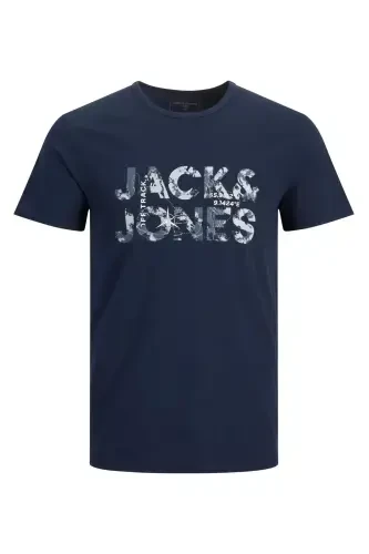 Crew Neck T-Shirt with Logo - Techlogo-Navy Blazer - 5