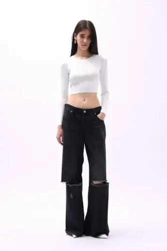 Crew Neck Textured Crop - BÜYÜKBEDENIZ (1)
